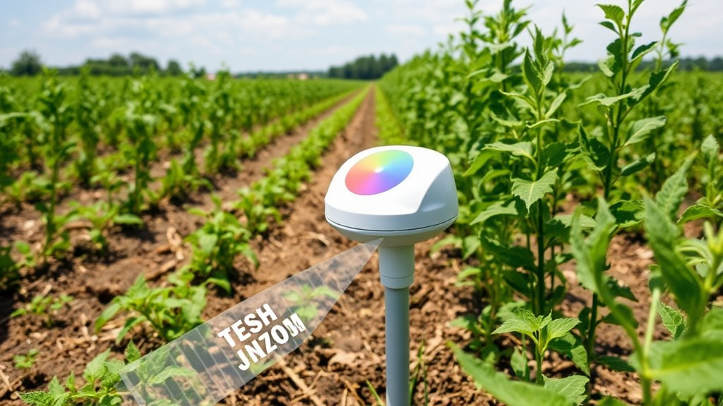Sensoren zur Nährstoffkontrolle in der Landwirtschaft, die Daten über Pflanzenboden und Nährstoffgehalt sammeln, um präzise Anbaubedingungen zu schaffen.